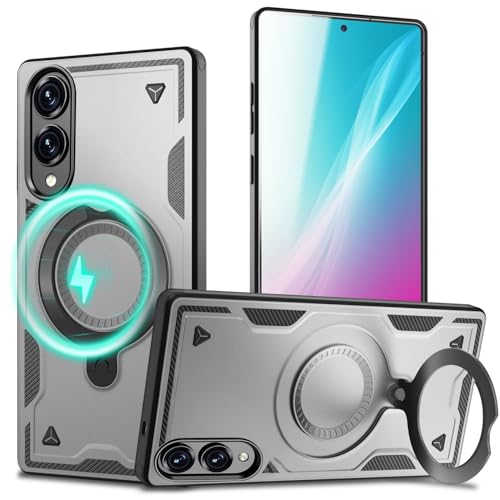 NALIA Stormguard für Samsung Galaxy S25 Edge Hülle für MagSafe, Panzerhülle mit 360° Ring, Schlagfest & Stabil, Verstärkter Fallschutz, Militär Schutzklasse, Stoßfeste Handyhülle, Farbe:Sturmsilber NALIA Stormguard für Samsung Galaxy S25 Edge Hülle für MagSafe, Panzerhülle mit 360° Ring, Schlagfest & Stabil, Verstärkter Fallschutz, Militär Schutzklasse, Stoßfeste Handyhülle, Farbe:Sturmsilber von NALIA