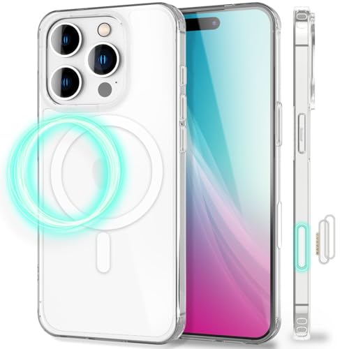 NALIA Strive für iPhone 16 Pro Max Hülle [für MagSafe], Sensor-Abdeckung für Action Button, Magnetring, Hochtransparentes Design, Stoßfest & Kratzfest, Robust & rutschfest, Handyhülle Kristallklar von NALIA