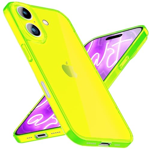 NALIA Transparent Neon Silikon Case kompatibel mit iPhone 16 Plus Hülle, Durchsichtig Bunt Leuchtende Farbe, Klare Silikonhülle Dünn Robust Anti-Gelb Cover Schutzhülle Handyhülle, Farbe:Gelb von NALIA