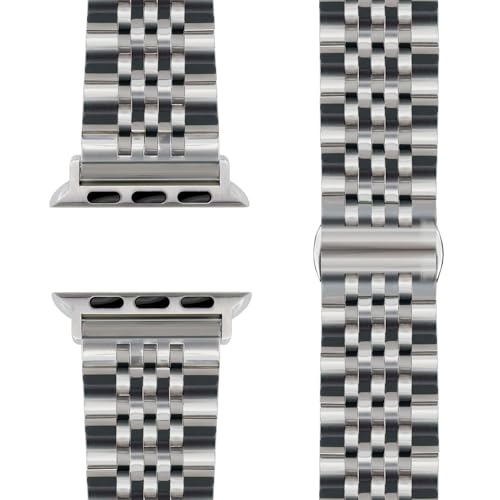 NALIA Trivo Edelstahl Armband kompatibel mit Apple Watch Armband SE Series 10 9 8 7 6 5 4 3 2 1 38/40/41/42mm, Metall Ersatzarmband mit Schmetterlingsschließe, Rostfrei, Farbe:Platin Silber von NALIA