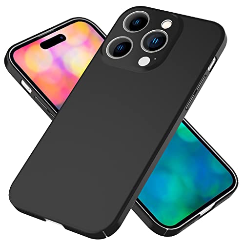 NALIA Ultra-Dünnes Hardcase kompatibel mit iPhone 14 Pro Hülle, Anti-Fingerabdruck Seidig-Matt rutschfest Extra-Leicht 0,5mm Schlank, Harte Schutzhülle Handyhülle Slim-Fit Cover Case, Farbe:Schwarz von NALIA