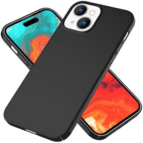 NALIA Ultra-Dünnes Hardcase kompatibel mit iPhone 15 Hülle, Ultra-Slim Anti-Fingerabdruck Seidig-Matt rutschfest Extra-Leicht 0,5mm Schlank, Harte Schutzhülle Handyhülle Thin Cover, Farbe:Schwarz von NALIA