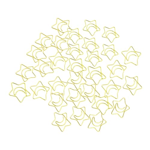NAMOARLY 100 Stück Büroklammern bunt Drahtklammern Größe Mini Sterne sortiert papierklemmen dekorationsclips dekoklammern Dekorative Clips Büroklammern fürs Büro Handwerkszeug Metall Golden von NAMOARLY