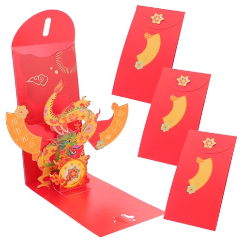NAMOARLY 4 Stück Geldbeutel Sehen Festdekorationen Rotes Paket Des Neuen Jahres Glücklicher Geldumschlag Hoch Papierrotes Paket Jahr Des Drachen Rote Umschläge E Dekorativ Papier von NAMOARLY