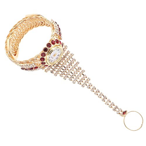 NAMOARLY Damenarmbanduhr Strassring-Armbanduhr Vintage Armbanduhr Vintage-Armbanduhr Armbanduhr mit funkelnden Details Damenringuhr Strass-Armbandring Strass-Ring-Armband Strasssteine rot von NAMOARLY
