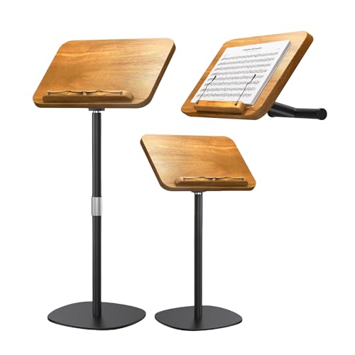 NAMON 2-in-1-Notenständer mit doppelter Verwendung, robuster Notenständer aus massivem Holz für Notenblätter, verstellbare Höhe und Winkel, mit Büroklammer, ideal für Violine, Gitarre, Klavierspieler von NAMON