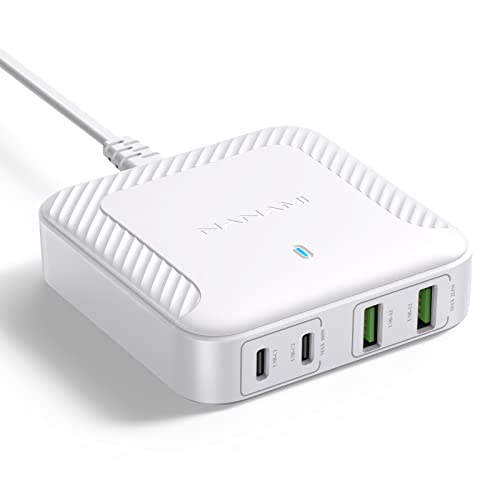NANAMI 100W USB C Ladegerät Mehrfach - 4-Port Desktop Charger GaN USB C Netzteil PD Ladegerät mit PPS kompatibel mit MacBook Pro/Air, iPad Pro, iPhone 16, Galaxy S25/S24 Ultra,Switch usw. von NANAMI