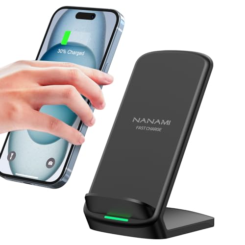 NANAMI Fast Wireless Charger, 10W Induktive Ladestation für Samsung Galaxy S24/S23/S22/S22+/S21/S20/S10/S10+/S9+/S9/S8/S7 Note 20, 7.5W für iPhone 15/14/13/12/11/SE 2/X/XS/XR/8/8 Plus Google Pixel LG von NANAMI