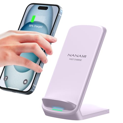 NANAMI Fast Wireless Charger, 10W Induktive Ladestation für Samsung Galaxy S24/S23/S22/S22+/S21/S20/S10/S10+/S9+/S9/S8/S7 Note 20/10, 7.5W für iPhone 15/14/13/12/11/SE 2/X/XS/XR/8 Google Pixel LG von NANAMI