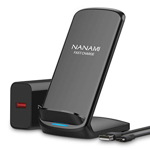 NANAMI Fast Wireless Charger, 10W Induktive Ladestation mit USB ladegerät für Samsung Galaxy S24/S23/S22/S21/S20/S10/S10+/S9/S8/S7, 7.5W für iPhone 15/14/13/12/11/SE 2/X/XS/XR/8/8 Plus Google Pixel LG von NANAMI