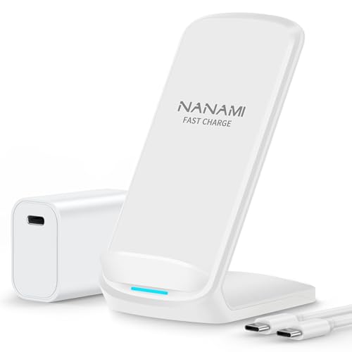 NANAMI Fast Wireless Charger, 10W Qi Induktive Ladestation für Samsung Galaxy S25 S24 S23 S22 S21 Ultra Plus,Handy Ständer (mit 20W USB ladegerät PD Adapter) für iPhone 16 15 14 13 12 11 Max XR X Pro von NANAMI