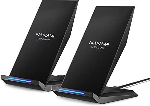 NANAMI Wireless Charger, 2-Pack 10W induktive ladestation für Samsung Galaxy S24 S23 S22 S21 S20 S10 S9 S8 Note 20 Plus Ultra, 7.5W Qi Kabelloses Ladegerät für iPhone 15 14 13 12 11 Max XR X Pro Mini von NANAMI