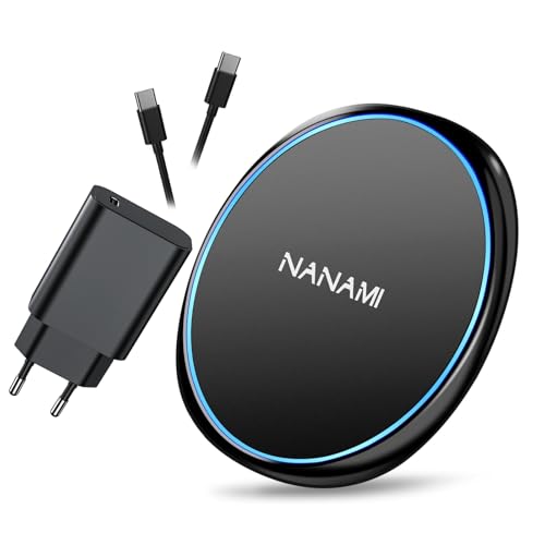 NANAMI Wireless Charger mit Quick Charge 3.0 Adapter,10W Schnelles Drahtloses Ladegerät für Samsung Galaxy S24 S23 S22 S21 S20 Ultra Plus, 7.5W Qi Ladegerät für iPhone 15 14 13 12 11 Pro Neue Airpods von NANAMI