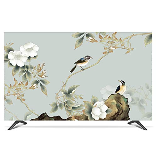 NANKAN 32-75 Zoll TV Hülle Fernseher Bildschirmschutz Abdeckung innen TV-Abdeckung für LCD-LED-Flach-/Kurvenbildschirm, mit TV-Fernbedienung Abdeckung (Color : Bird, Size : 32in) von NANKAN