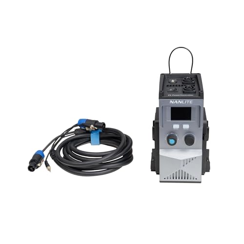NANLITE FC PowerController für FC-300B, FC-500B und FC-500C LED-Strahler mit Batteriebetrieb, Steuerung und Bildschirm, Lädt V-MOUNT-Batterien, Inklusive Kabel, Schwarz von NANLITE