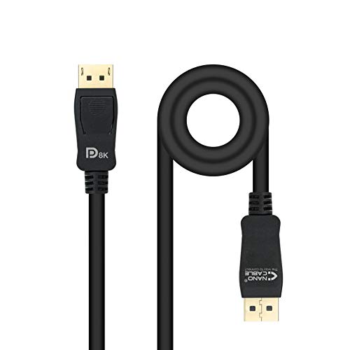 NANOCABLE 10.15.2501-L150 – DISPLAYPORT 1.4-Kabel, mit VESA-Zertifikat, Auflösung bis zu 8 K bei 60 Hz, Farbe Schwarz, 1,5 Meter von NANOCABLE