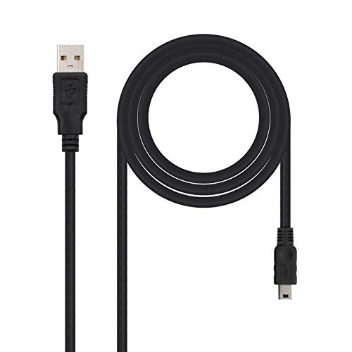 Nanocable 10.01.0401 - USB 2.0 auf Mini USB Kabel, Hauptanwendung für Mobiltelefone und Digitalkameras, Typ A/M-Mini B/M, männlich-männlich, schwarz, 1.0 mts Nanocable 10.01.0401 - USB 2.0 auf Mini USB Kabel, Hauptanwendung für Mobiltelefone und Digitalkameras, Typ A/M-Mini B/M, männlich-männlich, schwarz, 1.0 mts von NANOCABLE