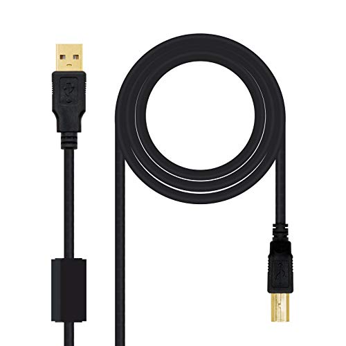 Nanocable 10.01.1203 - USB 2.0 Kabel für Drucker mit Ferrit, Typ A/M-B/M, männlich-männlich, schwarz, 3.0 m von Nano Cable