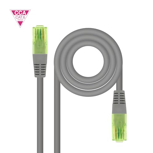 Nanocable 10.20.1401-L150 Netzwerkkabel, RJ45, Cat.6, UTP, AWG26, CCA (Copper-Clad Aluminium), kupferbeschichtet, Grau, 1,5 m von NANOCABLE