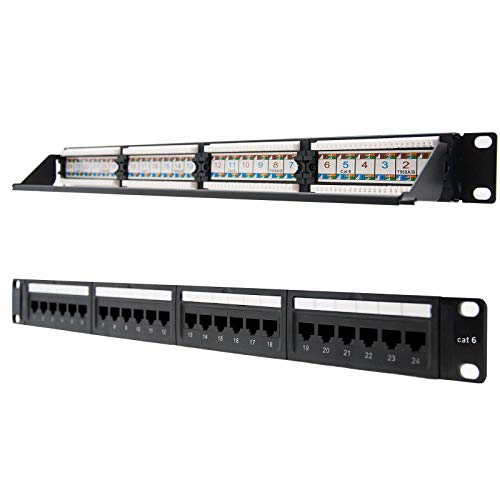 Nanocable 10.21.2124 - Patchpanel 24 Ports RJ45 Cat.6 UTP, für Rack 19 "1HE Dual IDC, schwarz von NANOCABLE