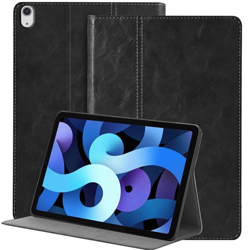NANRUIL Hülle für Ipad Air 6./7.Gen 11 Zoll M2/M3 2024/2025 und Ipad Air 5./4.Gen 10,9 Zol 2022/2020 Echtes Leder Tablet Schutzhülle Case Cover,Auto Wachen/Schlafen.Schwarz von NANRUIL