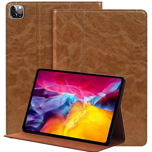NANRUIL Hülle für Ipad Pro 12,9 Zoll 6./5./4./3.Gen 2022/2021/2020/2018 Echtes Leder Tablet Schutzhülle Case Cover,Auto Wachen/Schlafen.Khaki von NANRUIL