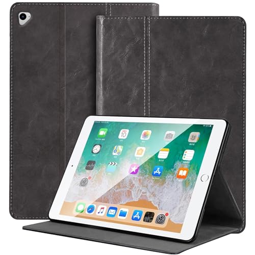 NANRUIL Hülle für Ipad Pro 12,9 Zoll Hülle 1./2.Gen 2015/2017(Modell:A1584/A1652/A1670/A1671/A1821) Echtes Leder Tablet Schutzhülle Case Cover,Auto Wachen/Schlafen.Grau von NANRUIL