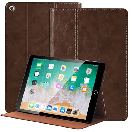 NANRUIL Hülle für Ipad 9./8./7.Gen 10,2 Zoll 2021/2020/2019 Echtes Leder Tablet Schutzhülle Case Cover,Auto Wachen/Schlafen.Dunkelbraun von NANRUIL