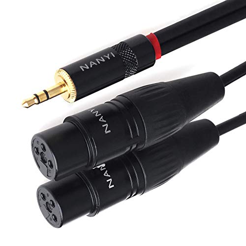 NANYI 3,5 mm auf 2XLR-Mikrofon-Splitter-Audiokabel, TRS-Stereo-Stecker auf zwei XLR-Buchsen-Verbindungs-Audiomikrofonkabel, Y-Splitter-Adapterkabel, -3 Meter von NANYI