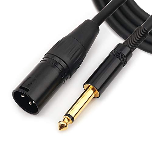 NANYI 6,35 mm (1/4 Zoll) TS Stecker auf XLR Stecker Interconnect Audio Mikrofon Kabel, Schwarz/Legierung, Geeignet für Mikrofone, aktive Lautsprecher, Bühne, DJ, Studio Audiokonsole, 5 Meter/16 Fuß von NANYI