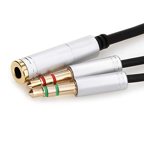 NANYI Kopfhörer splitter Mic Kabel, 3,5mm 4 Pin Buchse Auf 2x3,5mm 3 Pin Stecker Kopfhörer konverter kopf audio splitter Y Adapter kabel (30 cm / Silber) von NANYI
