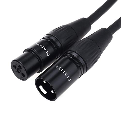 NANYI Mikrofonkabel XLR zu XLR Patchkabel, 3-Pin XLR Stecker zu Buchse mic Kabel DMX Kabel Patch Cords mit sauerstofffreiem Kupfer (0,5 Meter / 1,6 Fuß) von NANYI