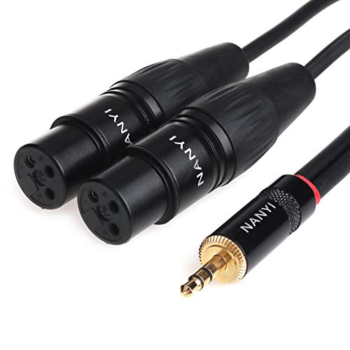 NANYI XLR 3,5 mm Buchse Splitter Kabel, TRS Stereo Stecker auf zwei XLR Buchse Interconnect Audio Mikrofon Kabel, Y Splitter Adapter Kabel (1,5 Meter / 5 Füße) von NANYI