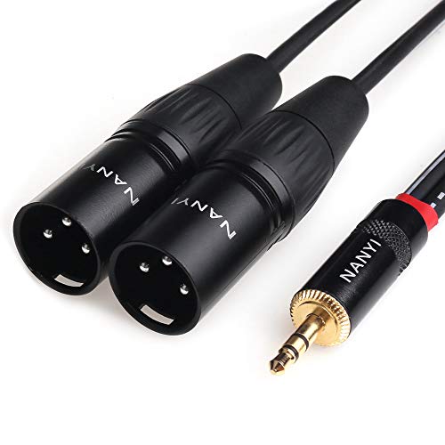 NANYI XLR 3,5 mm Stecker Splitter Kabel, TRS Stereo Stecker auf Zwei XLR Stecker Interconnect Audio Mikrofonkabel, Y Splitter Adapter Kabel (1,5 Meter / 5 Füße) von NANYI