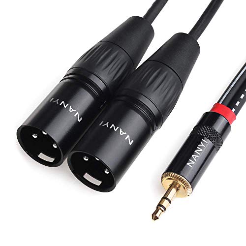 NANYI XLR-Mikrofon-Splitter-Audiokabel 3,5 mm bis 2XLR-Klinkenstecker Stereo-Klinkenstecker bis zwei XLR-Klinkenstecker Verbindungskabel für Audiomikrofone, Y-Splitter-Adapterkabel -3 Meter von NANYI