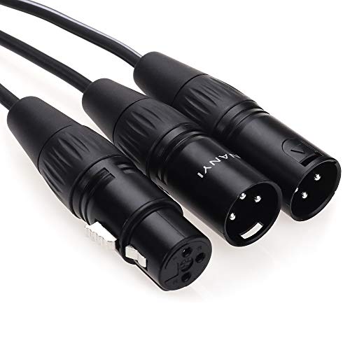 NANYI XLR Splitterkabel, Mikrofonkabel XLR auf XLR Patchkabel, 3-Pin XLR Buchse auf Dual XLR Stecker Y Kabeladapter Mikrofonkabel DMX Kabel Patchkabel mit sauerstofffreiem Kupfer (0.5 Meter /1.6Feet) von NANYI