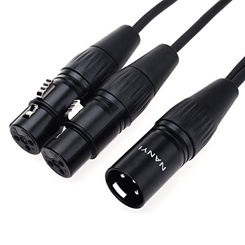 NANYI XLR Splitterkabel, Mikrofonkabel XLR zu XLR Patchkabel, 3-Pin XLR Stecker zu Dual XLR Buchse Y Kabel Adapter Mikrofonkabel DMX Kabel Patchkabel mit sauerstofffreiem Kupfer, (0,5 Meter /1.6Feet) von NANYI