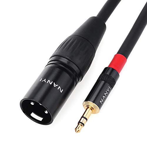 NANYI XLR zu Jack Mikrofonkabel 3,5 mm TRS Stereo Stecker auf XLR Stecker Interconnect Audio Mic Kabel, geeignet für iPod Handy, aktive Lautsprecher,Bühne DJ Studio Audio Konsole - 5Meter von NANYI