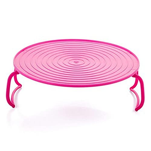 Tablett für Mikrowelle Ständer Runde Mikrowelle Rost rutschfest Zusammenklappbar Mikrowelle Dampf Tablett Küchen zubehör für Mikrowelle Kühlschrank Backofen (pink) von NAQ