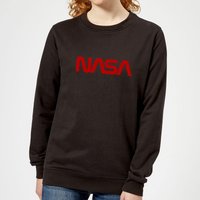 NASA Worm Rot Logotype Damen Sweatshirt - Schwarz - L von NASA