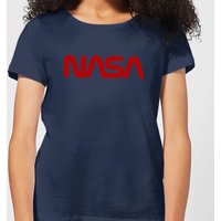 NASA Worm Rot Logotype Damen T-Shirt - Navy Blau - L von NASA