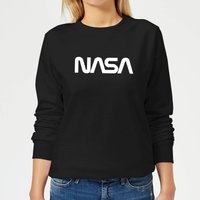NASA Worm Weiß Logotype Damen Sweatshirt - Schwarz - L von NASA