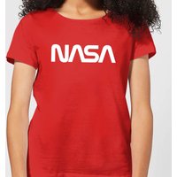 NASA Worm Weiß Logotype Damen T-Shirt - Rot - L von NASA