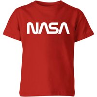 NASA Worm Weiß Logotype Kinder T-Shirt - Rot - 3-4 Jahre von NASA