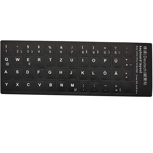 Tastaturaufkleber Weiß Buchstaben mit schwarzem Hintergrund für alle Laptops Desktop Computer Tastatur (deutsch_schwarz) von NASI