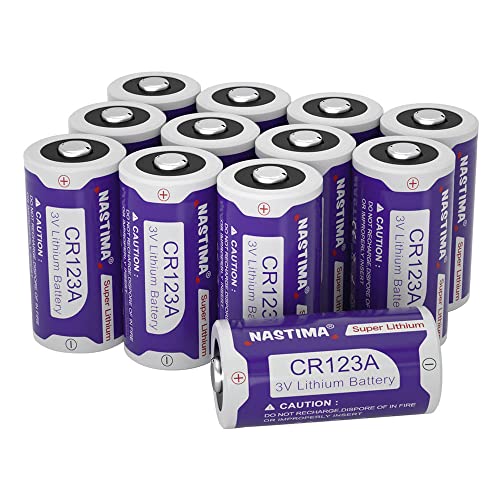 NASTIMA 12 Pack CR123/CR123A/CR17345 Batterie, 3V 1600mAh Hochkapazitäts-Lithium-Batterie für Taschenlampe, intelligente Instrumente, Alarmsysteme von NASTIMA