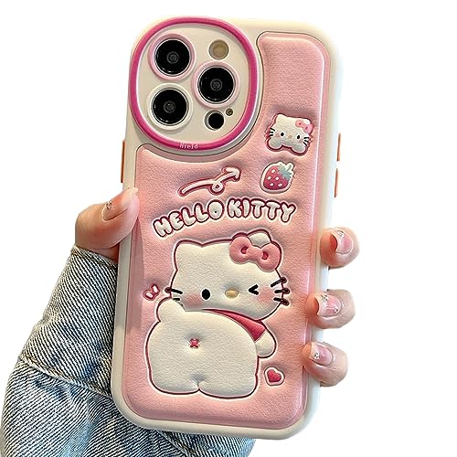 NATEROSO Cartoon Case for iPhone 11 Pro Max 6.5'', Kawaii Cute Kitty Cat Case Silicone 3D Cover Strap Soft TPU Shockproof Protective for Kids Girls and Womens von NATEROSO