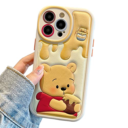 NATEROSO Kompatibel mit iPhone 15 Pro Max Cartoon-Hülle, Kawaii Cute Bear Case Silikon 3D Cover Strap Soft TPU Stoßfest Schutz für Kinder Mädchen und Damen von NATEROSO
