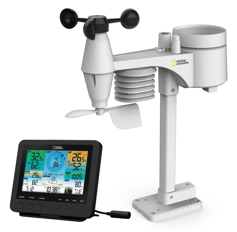 NATIONAL GEOGRAPHIC WLAN Farbwettercenter mit 7-in-1 Profi-Sensor Wetterstation von NATIONAL GEOGRAPHIC