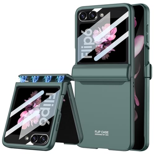 NATNAV für Samsung Galaxy Z Flip 6 Hülle Magnetische Scharnier mit Schutzfolie, Stoßfeste All-Inclusive Hülle für Galaxy Z Flip 6 (Grün) von NATNAV